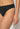 Close-up view of a women model wearing SK black cotton Bikini briefs 3 pack